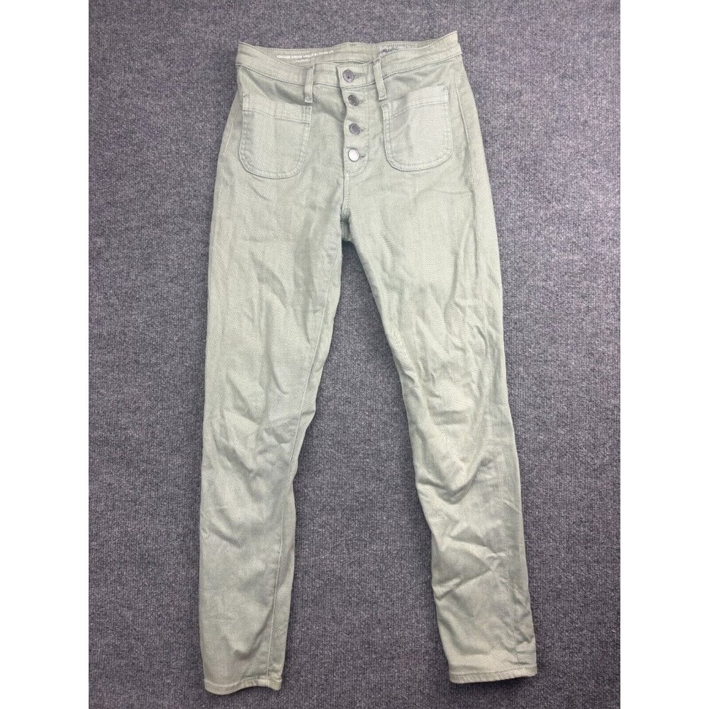 Anthropologie AG‎ Vintage Stevie Jeans Women's 26r Light Green Button Fly Skinny